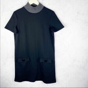 Zara Black Mini Dress with Gray Collar